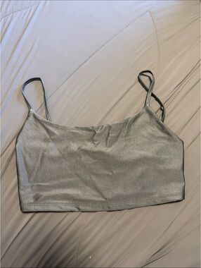 Silver Shimmer Crop Tank Top